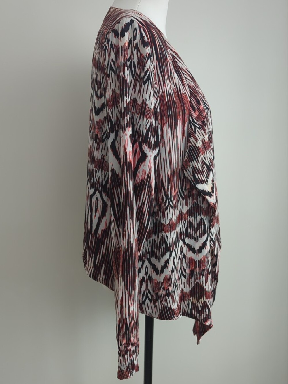 Kardashian Kollection Ikat Chevron Coral Open-Front Draped Blazer Jacket LARGE - Picture 5 of 11